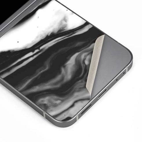 Black and White Marble Ink Galaxy Z Flip6 Skin